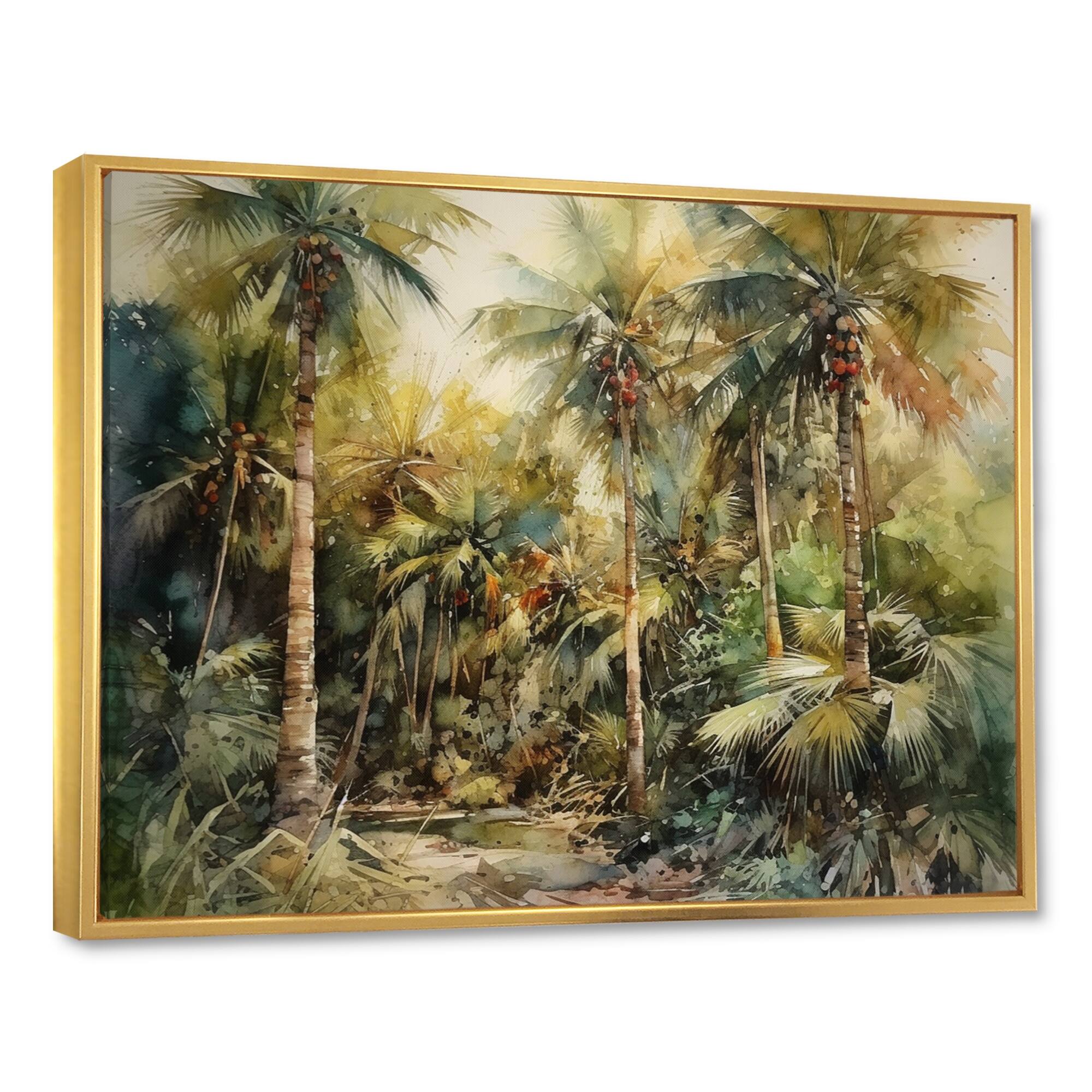 Designart "Green Palm Tree Paradise Iv" Floral Palms & Palm Trees